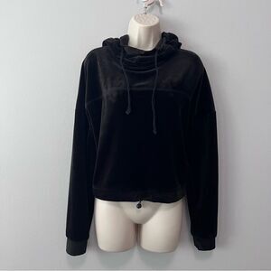 Flirtitude Active Black Velour Cropped Hoodie Size L